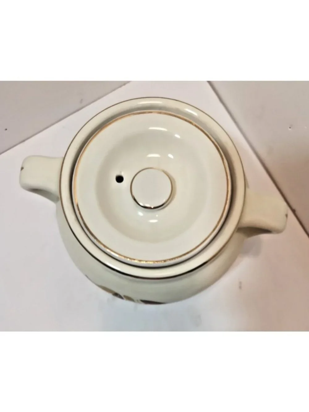 Vtg Hall Autumn Leaf 2 1/4 QT 2 Handled Bean Pot & Lid Mary Dunbar MCM Jewel